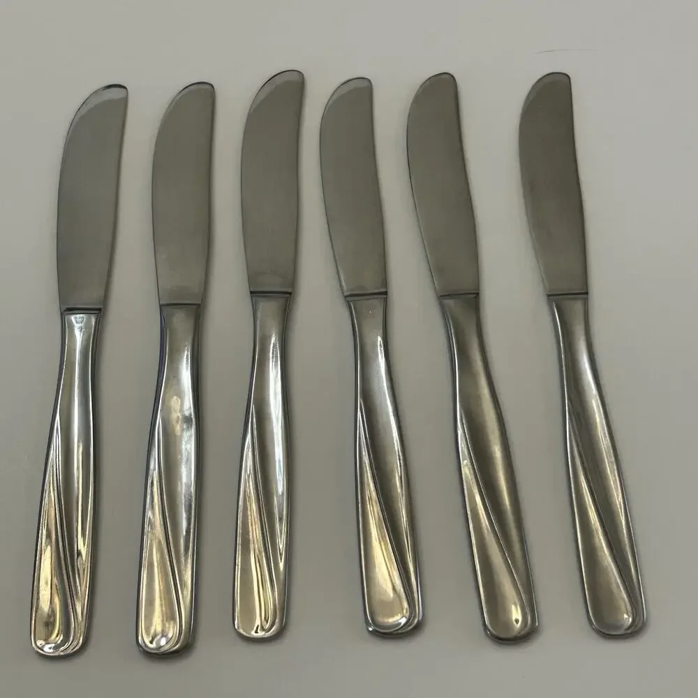 CG Flatware Dinner Knife Cg5 Pattern Glossy Stainless JAPAN Set of 6 Vintage